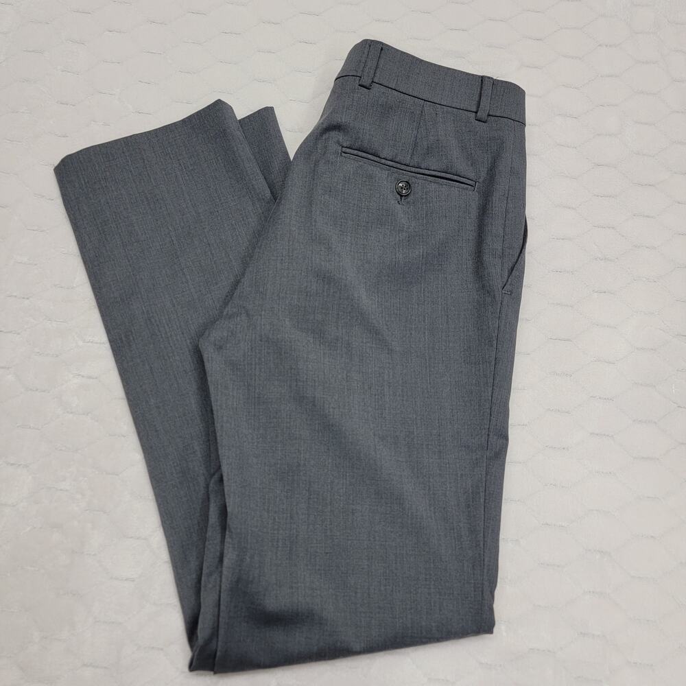 Tommy Hilfiger Mens Dress Pants 38x32 Gray Wool Blend Stretch Flat Front Modern